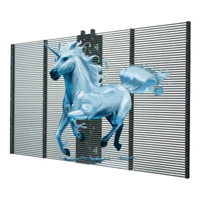 China High Brightness Glass Window Transparent LED Display Video Wall Moving Advertising Screen for sale