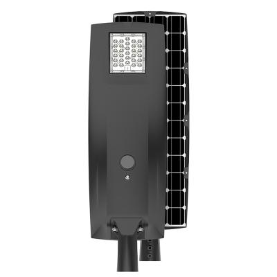 China Photocell Sensor IP66 Waterproof 30W 4800 Lumens All In One LED Street Lights Photocell Sensor Side Entry Solar Pole Light for sale