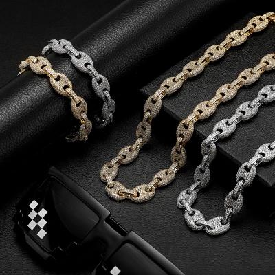 China High Quality Jewelry Iced Out Bling Hip Hop Hog Hip Hop 12MM Nose Shape Solid Punk Link Necklace Chain For Gift for sale