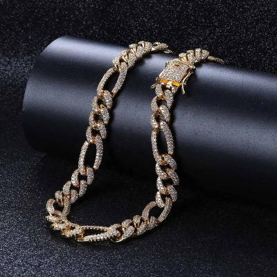 China 10mm Iced Out Hiphop CZ Restriction Cuban Link Necklaces Chains Gold Sliver Color Bling Jewelry Fashion Hiphop For Hitter Men 16