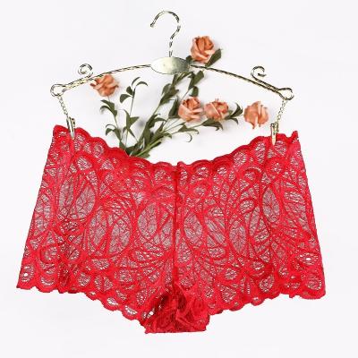 China Antibacterial Woman Lace Up Soft Boyshort Panties Stretch Hippie Panties Sexy Transparent Lace Boxer Briefs Sexy Underwear for sale