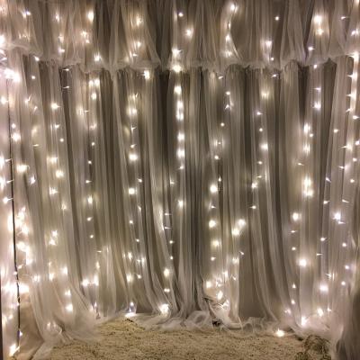 China 8 Functions LED Window Decorations Indoor Warm White Wedding Party Home Bedroom Curtain String Light for sale