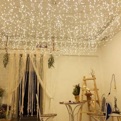 China Christmas Indoor Outdoor Decoration Customized Size Icicle Wedding Stage Curtain Light Warm White Decorative Decor With Adapter for sale