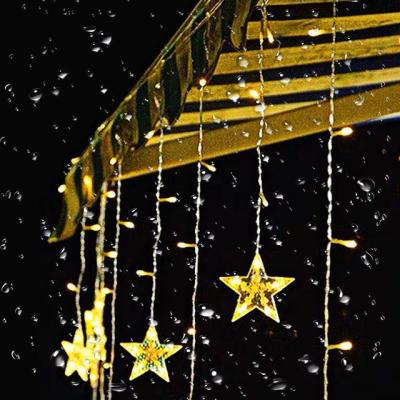 China High Quality and Long Lasting Ramadan Twinkle 138 LED Curtain Window String Lamp Star Moon Light for Wedding Party Christmas Decoration for sale