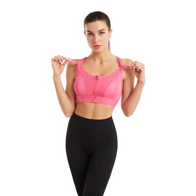 China Front Zipper Sports Bra Shockproof Breathable Adjustable Vest No Steel Ring Underwear Women Yoga Sports Bra Cross Beautiful Back for sale