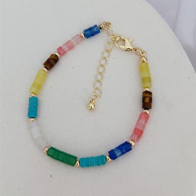 China 2023 Newest Design BOHEMIA Natural Stone Crystal Boho Beaded Bracelet Healing Jewelry Adjustable Colorful Rainbow Bohemian Bead for sale