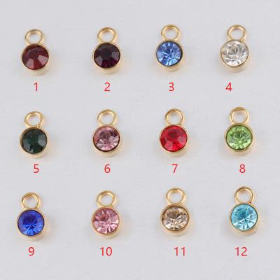 China TRENDY Tiny Loose Charms Birthstone Charms and Crystals Birthstone Pendants Stainless Steel Charm for Jewelry Making DIY Supplies Wholesale for sale