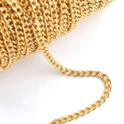 China Waterproof Accessories Stainless Steel Chains Roll Coil 18K Gold Plated Cuban Link Chains For Jewelry Making Necklace DIY Butterfly Shape for sale