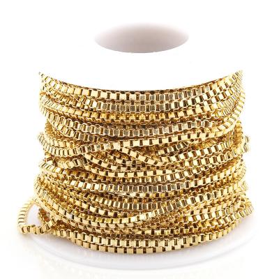 China Stainless Steel 18K Gold Plated Link Chain Roll Meter Bulk Wholesale Box Chains For Jewelry Making Necklace Bag DIY Accessory PS016 for sale