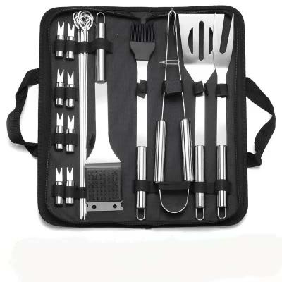 China Best Viable Selling Stainless Steel BBQ Tool Kit With Handle For Gas Charcoal Grill for sale