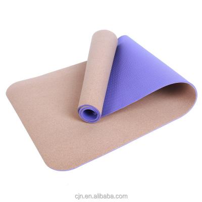 China Non-slip Eco-friendly High Density Natural Rubber Yoga Exercise Mat With Cork Surface for sale