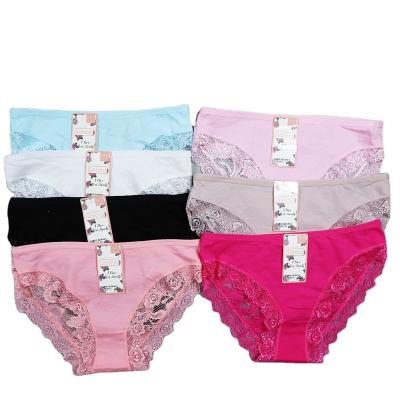 China Cotton Breathable Soft Ladies Lace Underwear Panty Hollow Briefs With Plain Dyed Technology for sale