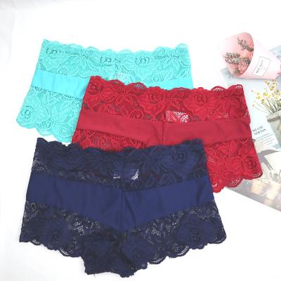 China Ladies Panties Women Seamless Mesh Flower Seamless Lace Panties Mid Waist Briefs Ice Silk Panties Seamless for sale