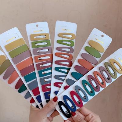 China 10PCS/Card Simple Use Geometric Soft Hair Clips For Kids Hair Accessories New Arrivals Candy Color Hairpins Hair Clips for sale