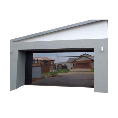 China Modern Frameless Black Mirror Reflective Glass Panel Sectional Folding Garage Door for sale