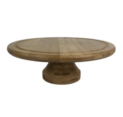 China Sustainable Appetizer Round Countertop Bamboo Fruit Tray , Cake Stand For Storing Fruit Or Dessert for sale