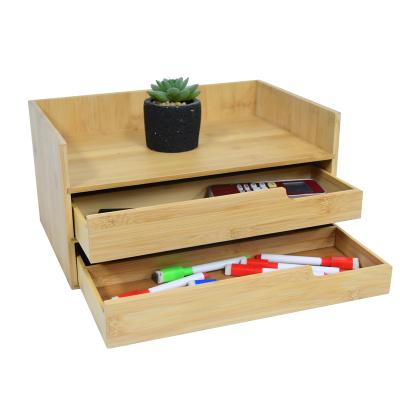 China Modern Bamboo 3-Tier Desk Organizer with Drawers - Perfect for Office, Vanity, Kitchen and Home Office Supplies or Office Table Top for sale