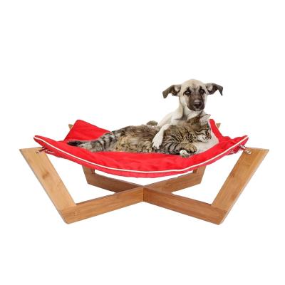 China Sustainable Removable Design Luxury Durable Wooden Bamboo Pet Bed For Small Dogs Or Cats for sale