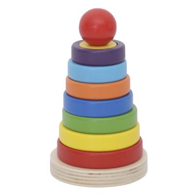 China Toy Wooden Rainbow Tower Blocks Montessori Educational Colorful Wooden Stacking Blocks for sale