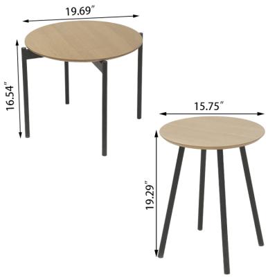 China Custom Extendable Nordic Round Coffee Table Brown Wooden Dining Table for sale