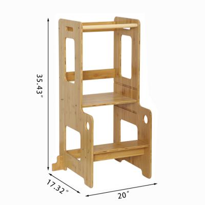 China Kitchen Aid (Others) Montessori Adjustable Bamboo Step Stool Wooden Tower Children Step Stool Learning Tower for sale