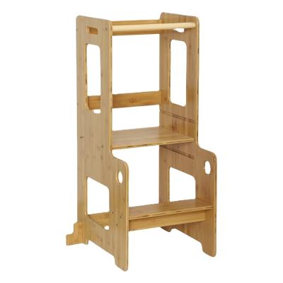 China Safe And Durable (Other) Kids Kitchen Wooden Tower Study Adjustable Bamboo Step Stool for sale