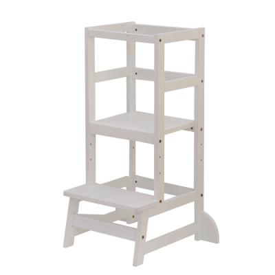 China (Other)Adjustable White Wooden Kitchen Step Stool Toddler,Stair Standing Tower With Safety Railing for sale