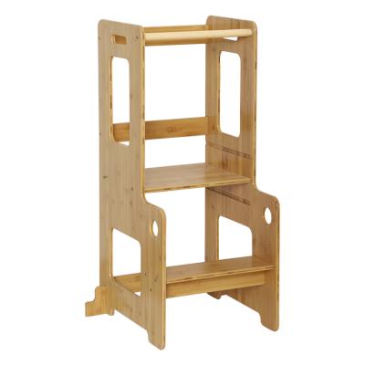 China Kitchen Helper Position Toddler (Height) Adjustable Wooden Kids Montessori Learning Tower Baby Step Stool for sale