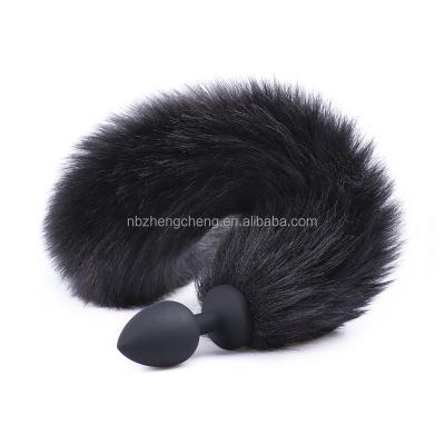 China Smooth Stainless Steel Butt Anal Butt Plug Anal Plug Stainless Steel Anus Toy With Faux Fox Tail for sale