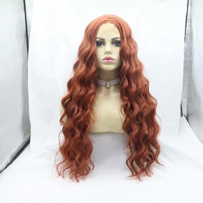 China Reddlish Brown Straight Synthetic Lace Closure Hair Transparent Wig For Women Long Medium Deep Curl Wig High Temperature Resistant Part Wigs for sale