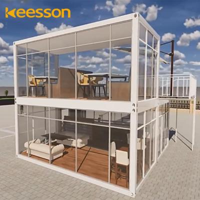 China Modern Keeson Homes Flat Pack Container House Custom Prefab Coffee House Container for sale