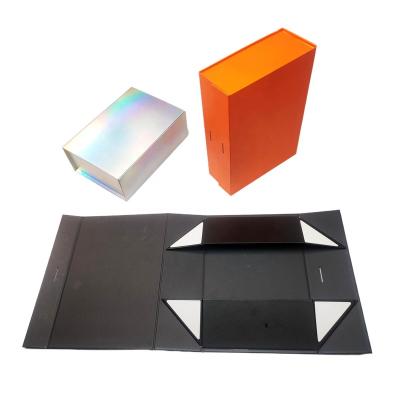 China 2022 Hot Sale Handmade Custom Size And Color Black Folding Paper Packaging Box With Magnet As Gift Premium Cosmetic Foldable Box for sale