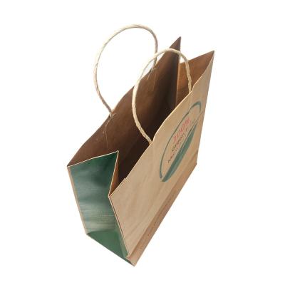 China Recyclable Hot Sale Custom Logo Durable Brown Kraft Paper Bags With Handles for sale