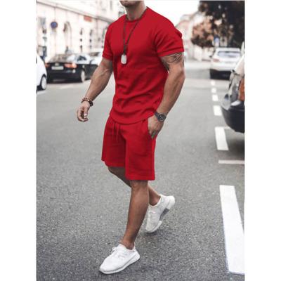 China Summer Mens Fashion Solid Color Breathable Shorts Sleeve Sports Casual 2 Pieces for sale