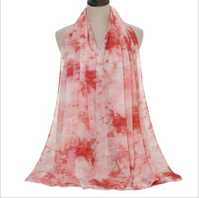 China Polyester New Fashion Arrive Lightweight 100% Poly Chiffon Tie Dye Long Scarf Summer Lightweight Chiffon Scarf for sale