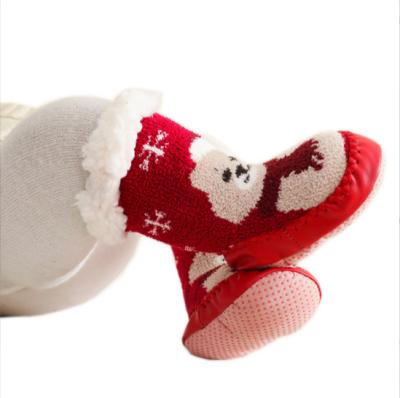 China Antibacterial Fast Delivery Baby Kids Comfortable Fuzzy Christmas Socks Thick Warm Indoor Christmas Socks for sale