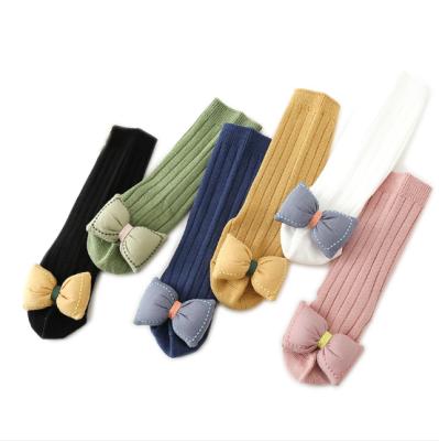 China QUICK DRY Kids Kids Double Needle Socks Cotton Bowknot Crew Dress Socks Double Ribbed for sale