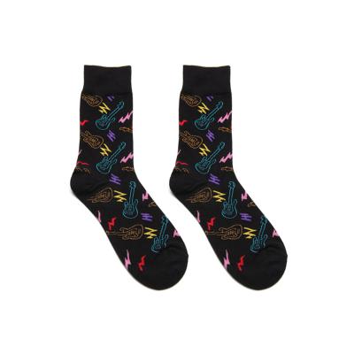 China Breathable Young Boy Rock Guitar Tube Bangs Cotton Crew Dress Bangs Black Socks for sale