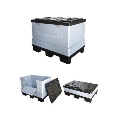 China Wholesale High Strength Customized Logistics Good Quality Folding Plastic Pallet Box With Lid for sale