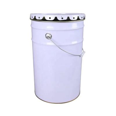 China Custom Tin Paint tinplate pails With Lid 10L-50L Volume Airtight No Leakage 12-43cm Height White Silver for sale