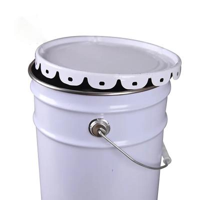 China Embossed Printing Rust Resistant White Metal Paint Bucket And Lid Removable for sale