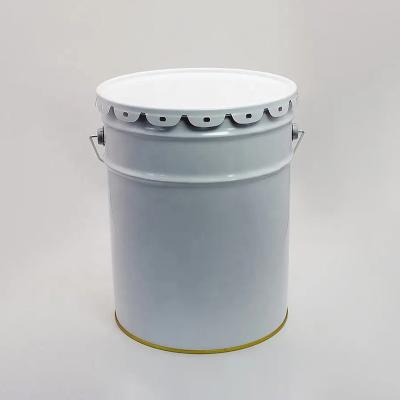 China Customized 15 Liter Tinplate Iron Cylindrical Metal Paint Bucket With Lid Offset Printing for sale