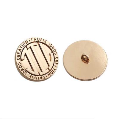 China Custom Engraved High Quality Viable Gold Brand Logo Metal Dome Leg Button With Logo For Denim for sale