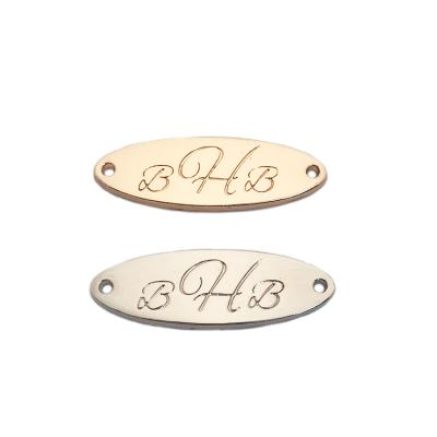 China Wholesale Engraved Metal Plate Label Viable Silver Gold Logo Custom Bikini Label For Clothing for sale