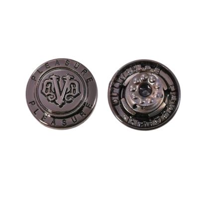 China Durable Logo Custom Metal Jeans Engraved Zinc Alloy Moving Buttons And Rivets for sale