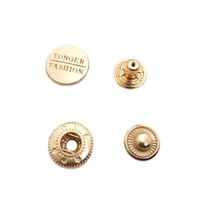 China Viable Quan Zhou Gold Plated Custom Logo Emboss Metal Snap Press Button With Logo for sale