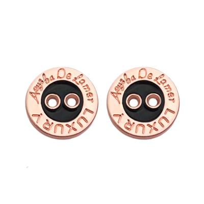 China Viable Quan Zhou shishi engraved rose gold brand logo custom metal 2 hole sewing buttons for shirt for sale