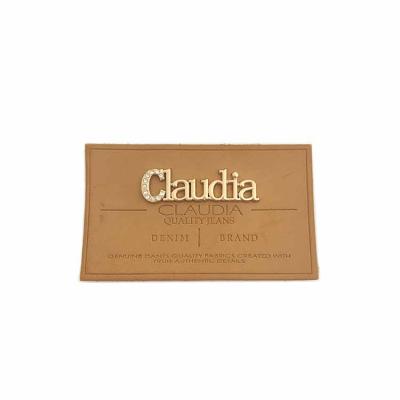 China Viable Personalized Leather Patch Labels PU Brown Brand Custom Logo Custom Leather Labels With Metal For Clothing for sale