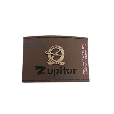 China Real Brand Logo Labels Tags Durable Washable Embossed Custom Leather Patch With Metal For Jeans for sale