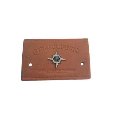 China Durable Washable Embossed Brown Brand Logo Custom Leather Label Metal For Jeans for sale